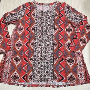 LOGO by Lori Goldstein Cotton Modal Button Front Top Size XL